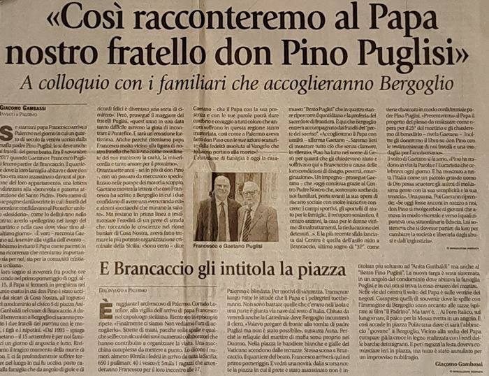 Cos racconteremo al Papa nostro fratello don Pino Puglisi