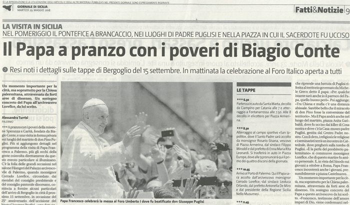 LA VISITA IN SICILIA. Il Papa a pranzo con i poveri di Biagio Conte