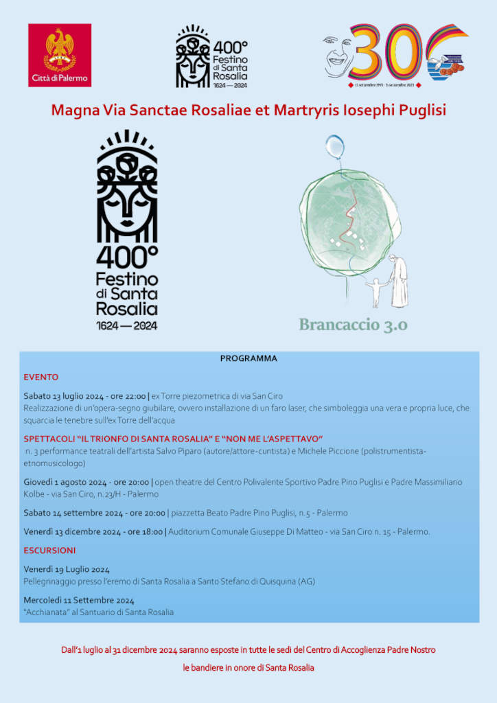 Programma eventi - Magna Via Sanctae Rosaliae et Marryris Iosephi Puglisi