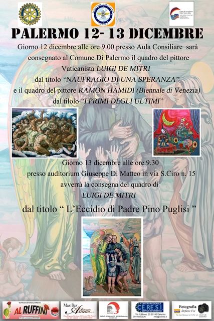 Il pittore Vaticanista Luigi De Mitri a Palermo il 12 e 13 dicembre per la consegna dei quadri