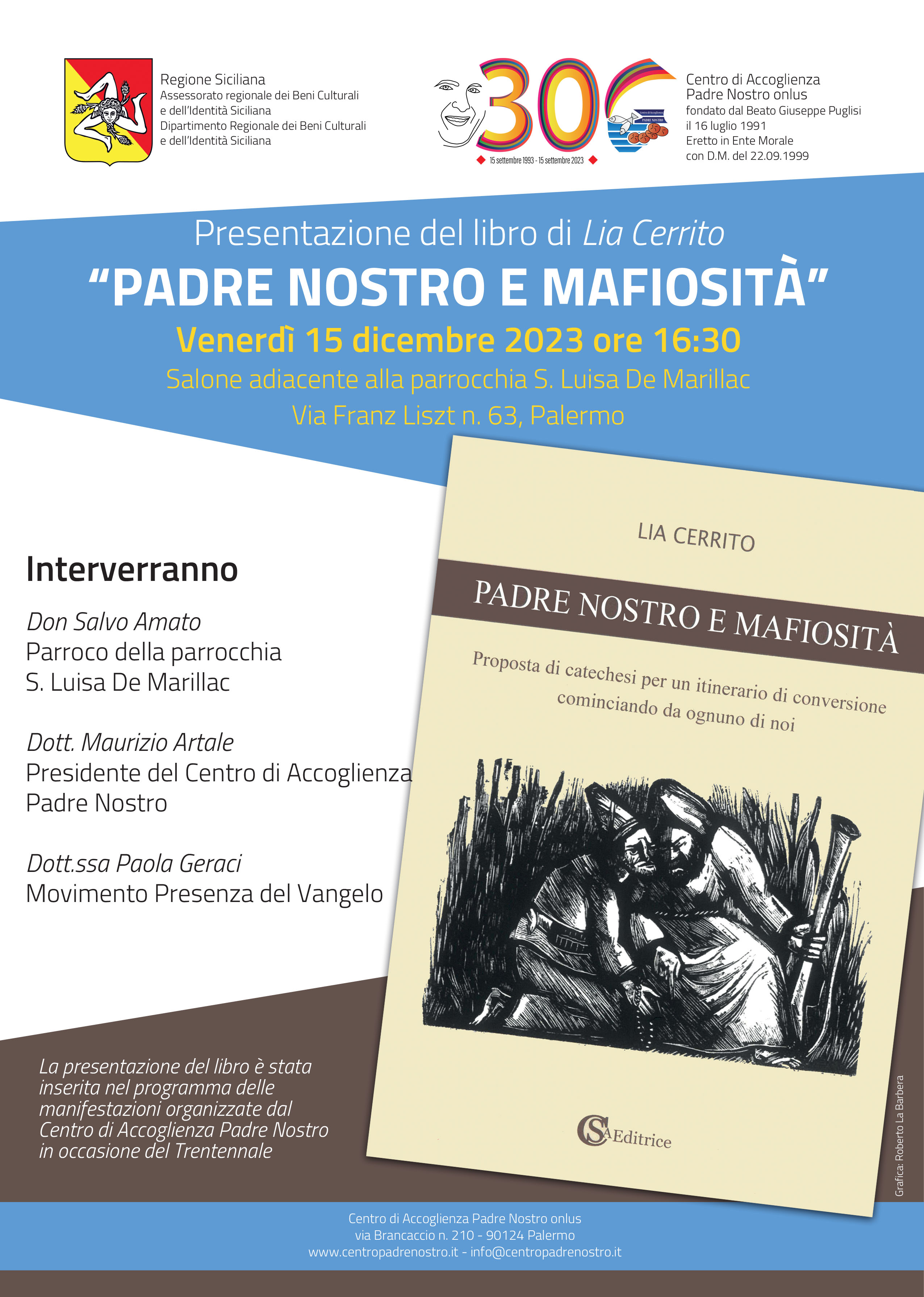 Presentazione del libro di Lia Carrito 'Padre Nostro e mafiosità' presso parrocchia S. Luisa De Mari