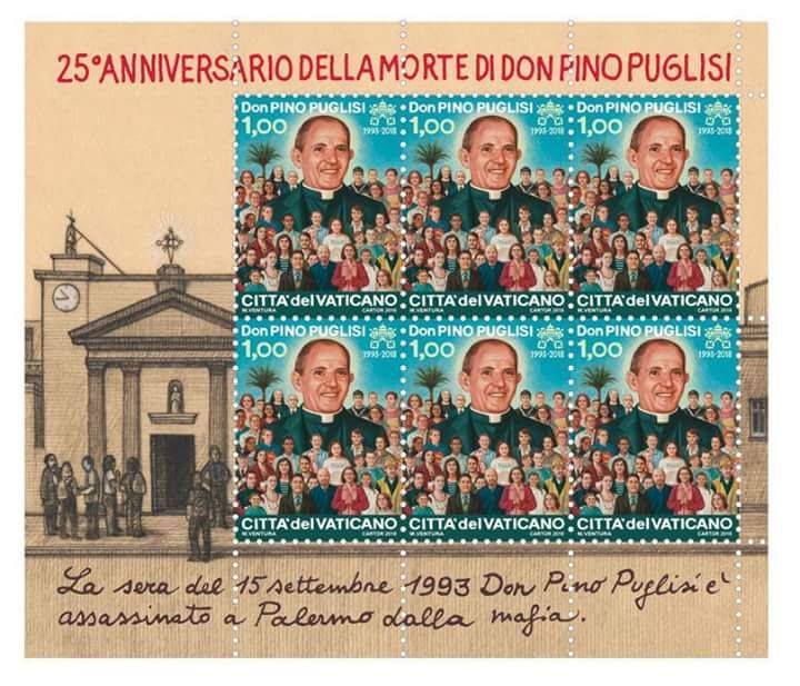 Un francobollo in occasione del XXV Anniversario del martirio del Beato Giuseppe Puglisi
