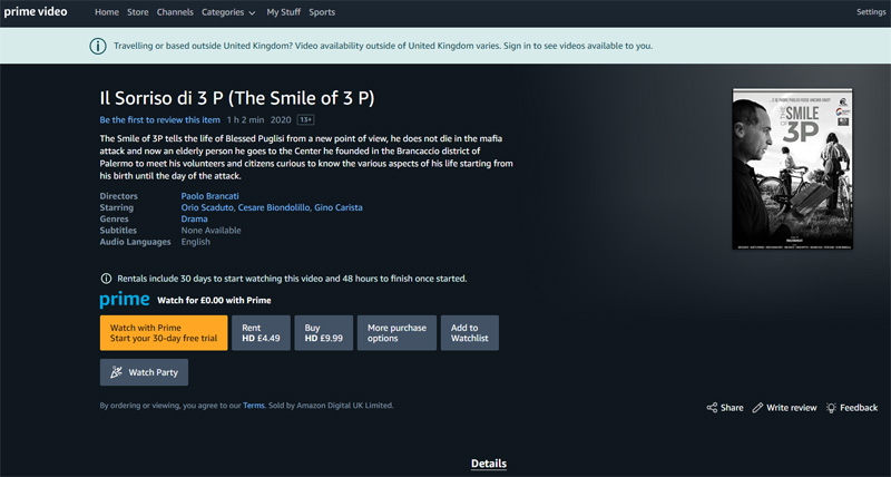 La mini serie The smile of 3P disponibile su Prime Video di Amazon per il mercato internazionale