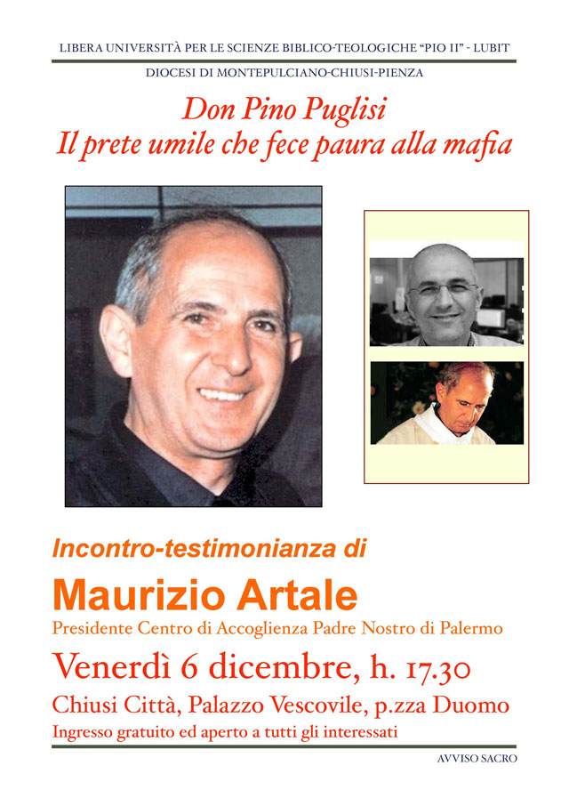Maurizio Artale invitato a portare la propria testimonianza a Chiusi