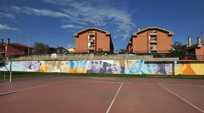 Un murales che raffigura 9 vittime di mafia all'oratorio di Sant'Eugenio a Pavona di Castel Gandolfo